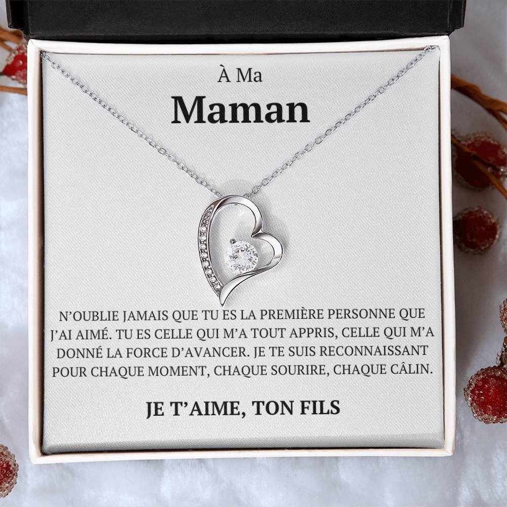 Collier d'amour "À ma maman, n'oublie jamais que, ton fils"