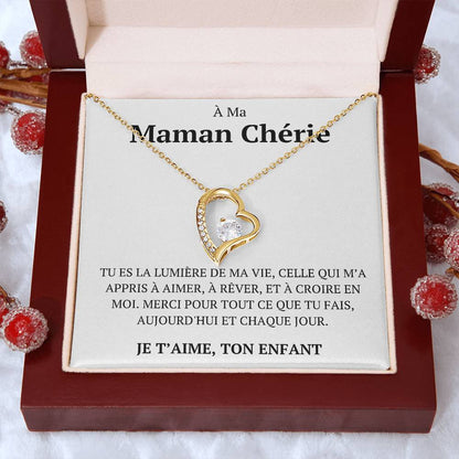 Collier avec un message d'amour "À ma maman chérie"