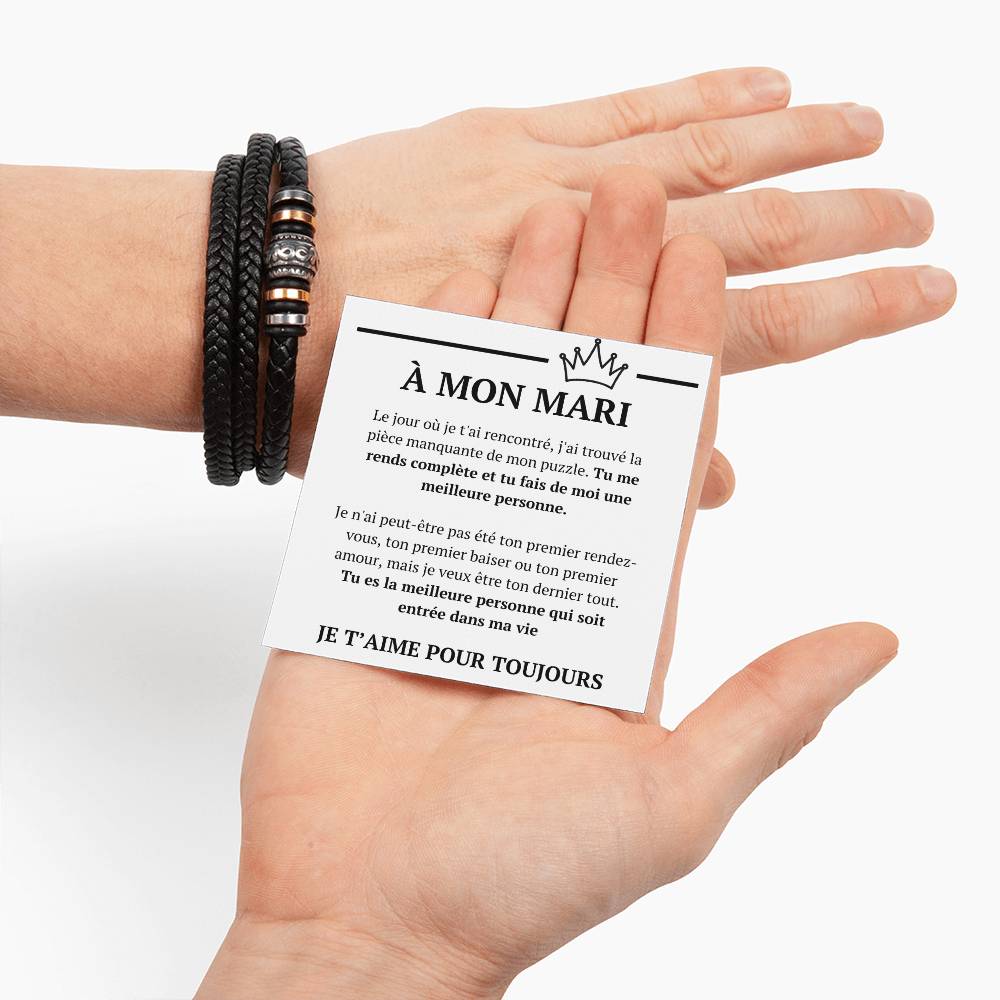 Bracelet avec message d'amour "À mon mari - le jour où"