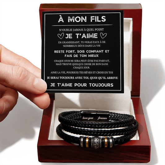 Bracelet avec message d'amour "À mon fils - n'oublie jamais que"