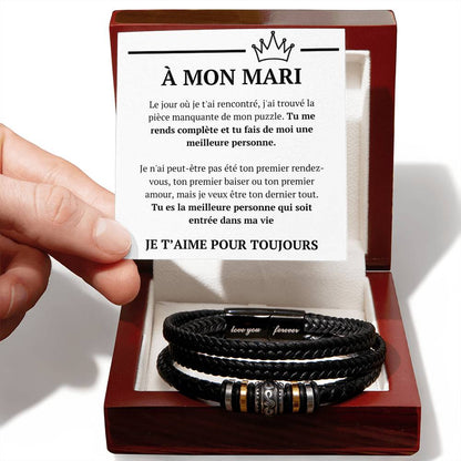 Bracelet avec message d'amour "À mon mari - le jour où"