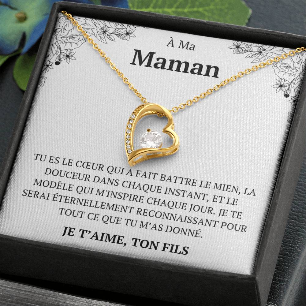 Collier avec un message d'amour "À ma maman"