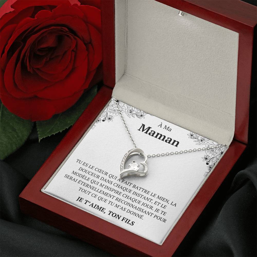 Collier avec un message d'amour "À ma maman"