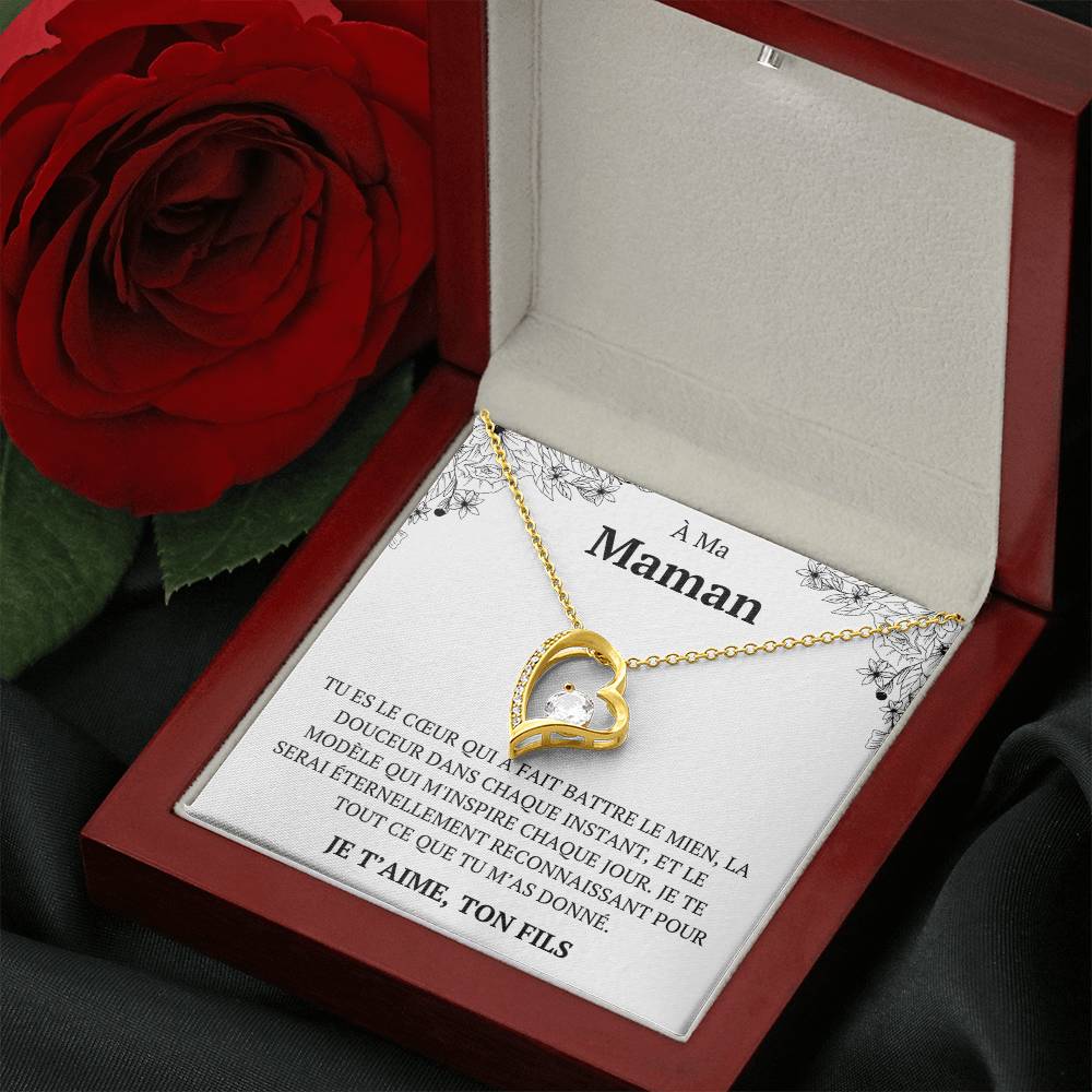 Collier avec un message d'amour "À ma maman"